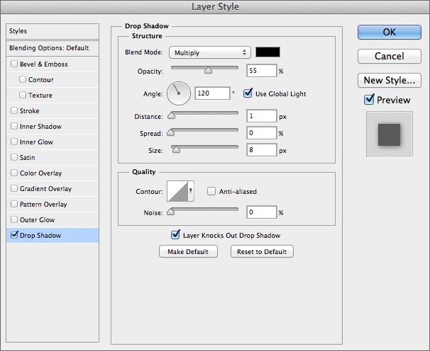 Layer Style Drop Shadow