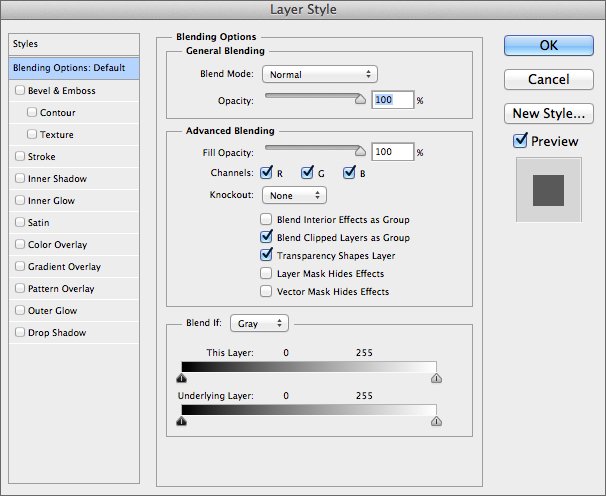 Layer Style Menu